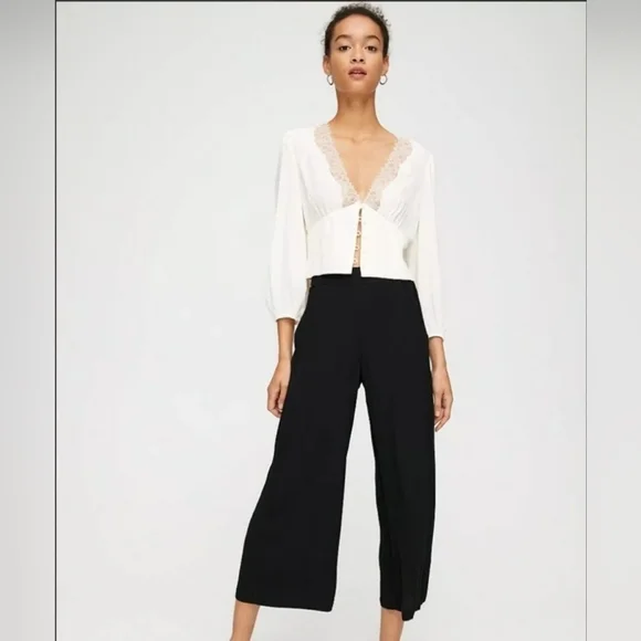 Aritzia Wilfred Romance Me Blouse Lace-trimmed V-neck Corset Size XXS - Picture 8 of 14